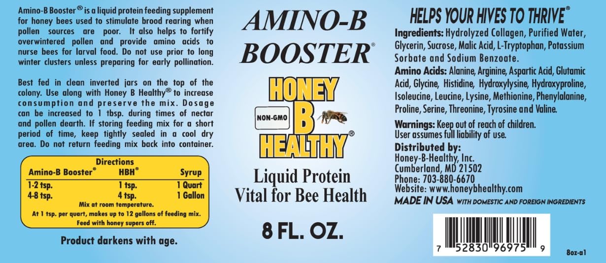 Amino-B Booster 8 oz. Bottle, Liquid Protein Vital for Bee Health - dailyvitalstore