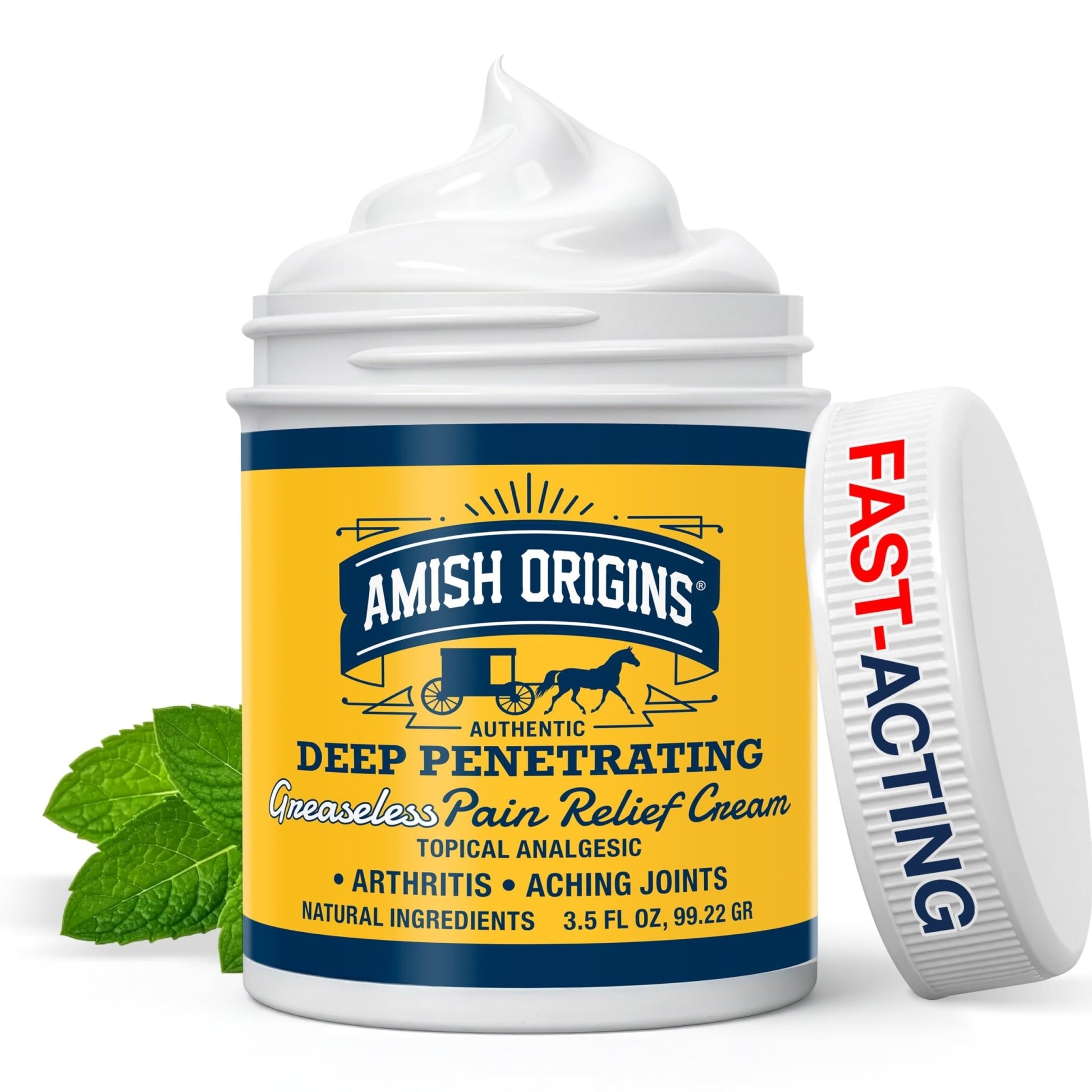 Amish Origins Arthritis Pain Relief Cream - 3.5 oz - Maximum Strength Deep Penetrating for Joint, Muscle, Knee, Back, Feet, Hand, Ankle, Aches, 1 Pack - dailyvitalstore