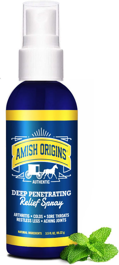 Amish Origins Deep Penetrating Pain Relief Liquid Spray - Fast-Acting, Natural Relief for Muscle Aches, Joint Pain, and Stiffness - 3.5 oz Spray Bottle - dailyvitalstore