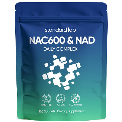 AMOQUCT Standard Lab NAC 600mg & NAD+ Daily Complex Capsules, NAC Supplement with NAD for Antioxidant, Cellular Energy and Immune Support, Daily Wellness Formula - dailyvitalstore