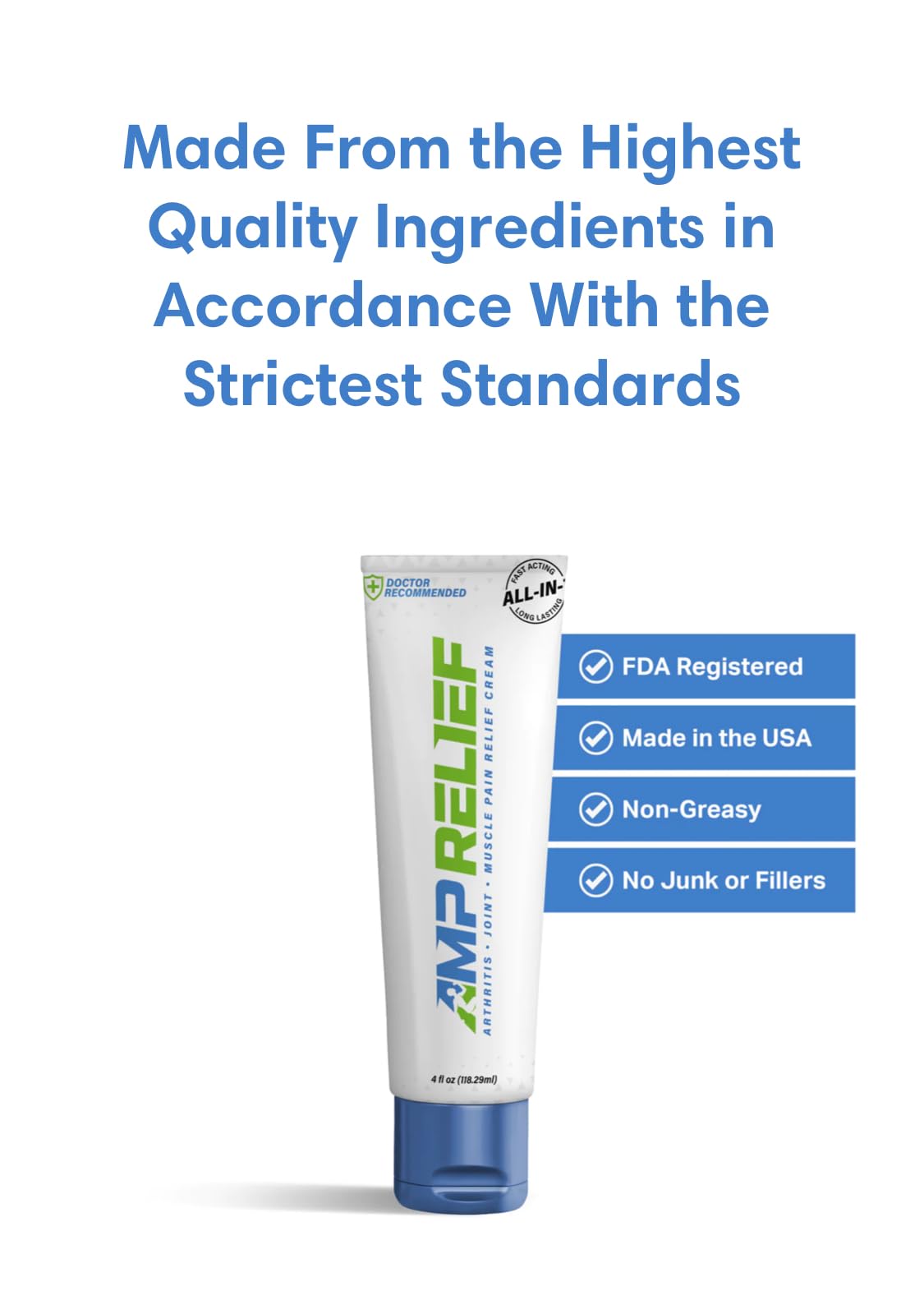 AMP RELIEF Cream - 4oz - All Natural Topical Pain Cream with Arnica, Boswellia, Eucalyptus and Menthol - dailyvitalstore