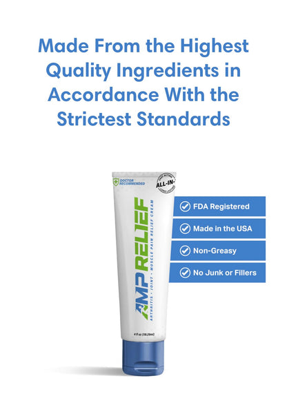 AMP RELIEF Cream - 4oz - All Natural Topical Pain Cream with Arnica, Boswellia, Eucalyptus and Menthol - dailyvitalstore