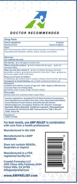 AMP RELIEF Cream - 4oz - All Natural Topical Pain Cream with Arnica, Boswellia, Eucalyptus and Menthol - dailyvitalstore