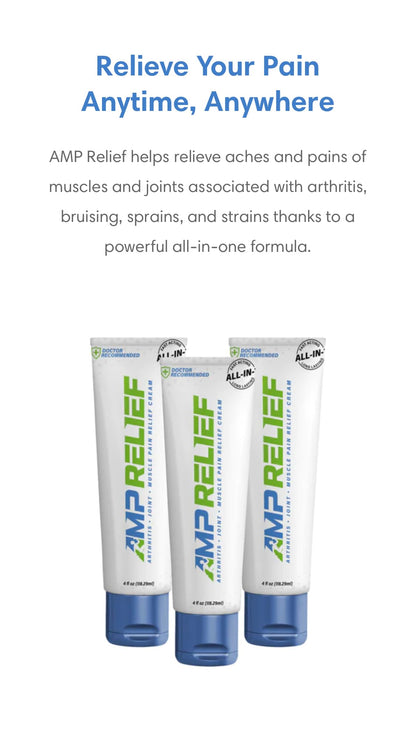 AMP RELIEF Cream - 4oz - All Natural Topical Pain Cream with Arnica, Boswellia, Eucalyptus and Menthol - dailyvitalstore