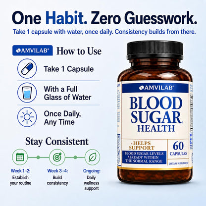 AMVILAB Blood Sugar Health Natural 20 Herbs and Vitamins with Cinnamon, Alpha Lipoic Acid to Support Health, Non-GMO, for Men Women, Supports Healthy Energy Levels - dailyvitalstore