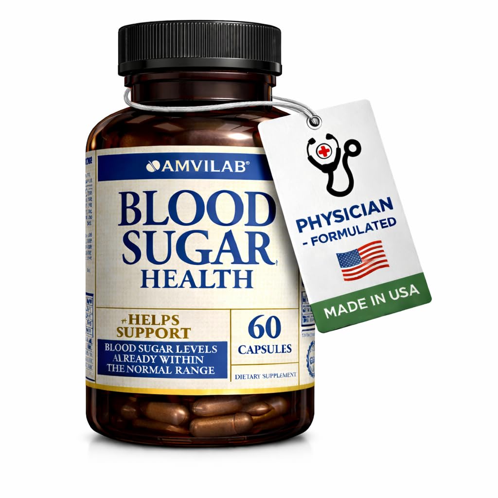 AMVILAB Blood Sugar Health Natural 20 Herbs and Vitamins with Cinnamon, Alpha Lipoic Acid to Support Health, Non-GMO, for Men Women, Supports Healthy Energy Levels - dailyvitalstore