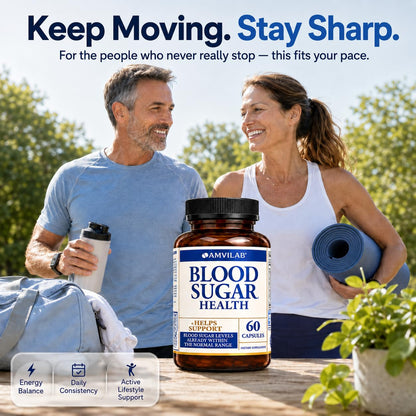 AMVILAB Blood Sugar Health Natural 20 Herbs and Vitamins with Cinnamon, Alpha Lipoic Acid to Support Health, Non-GMO, for Men Women, Supports Healthy Energy Levels - dailyvitalstore