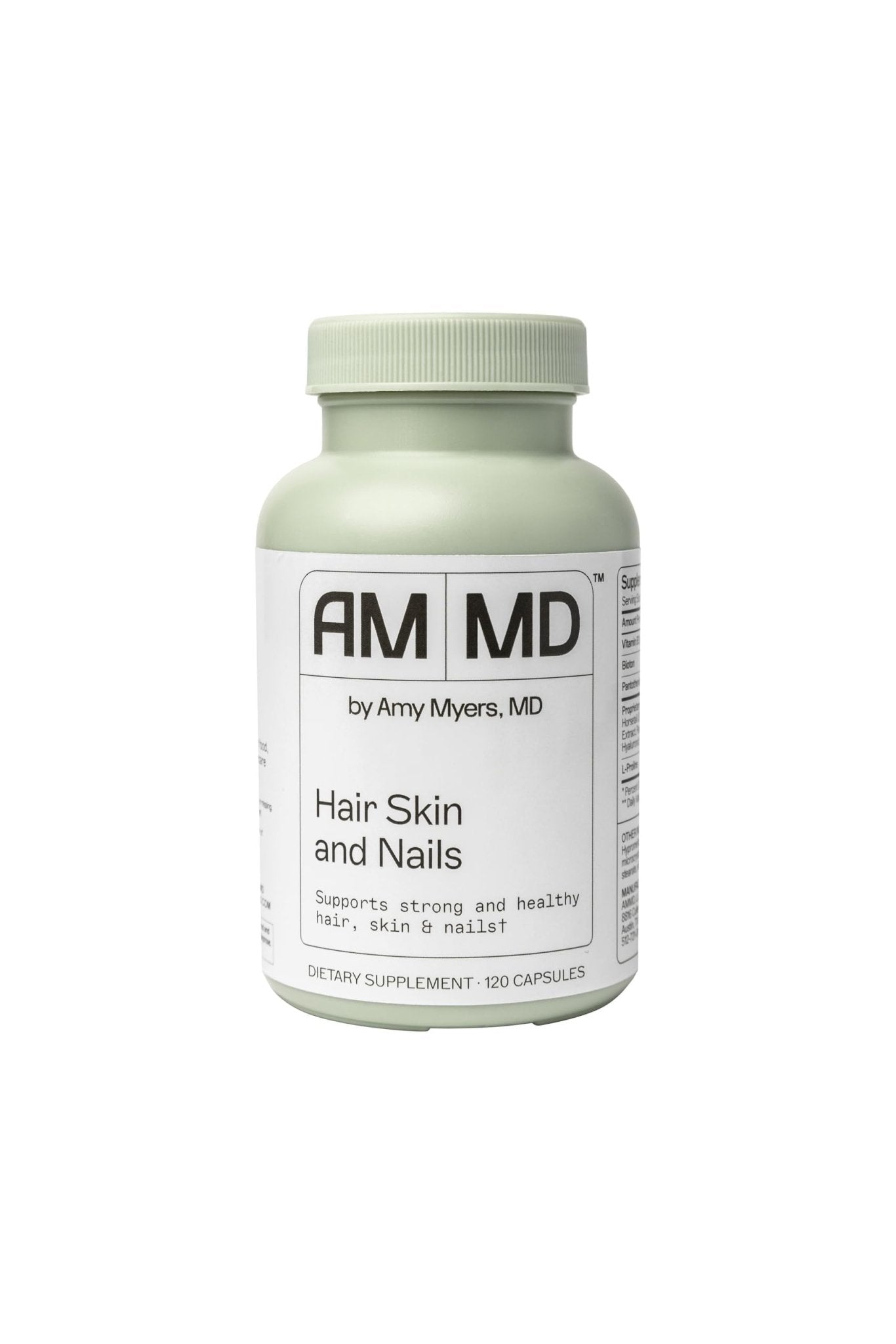 Amy Myers MD Hair Skin and Nails - Supports Strong Hair, Radiant Skin & Healthy Nails - L-Proline, Horsetail, Hyaluronic Acid - Gluten-Free - 120 Capsules (30 Servings) - dailyvitalstore