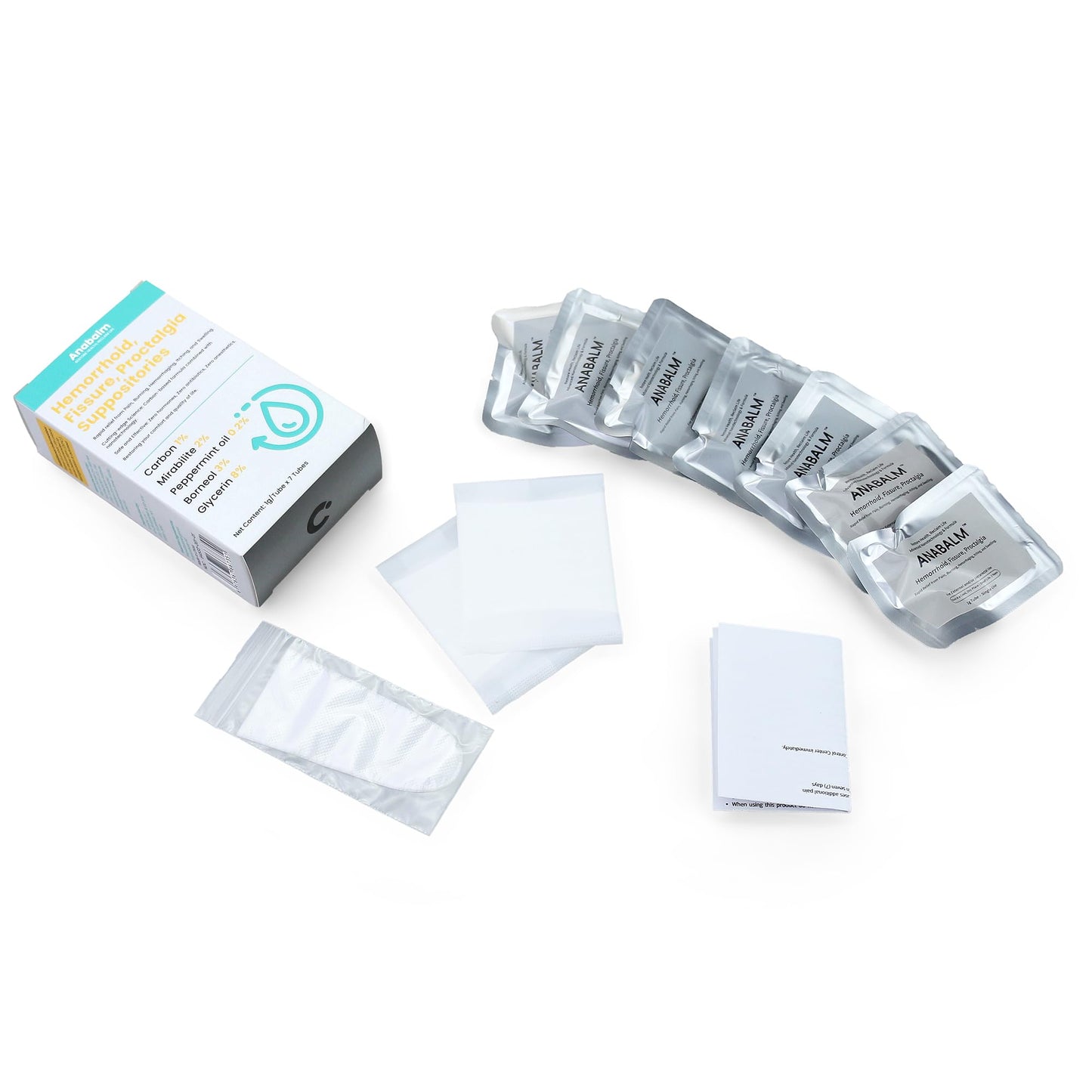 anabalm Hemorrhoid Treatment Suppositories, Natural Fissure Treatment for Anus Relief of Proctalgia, Pain, Itching, Swelling or Itch Discomfort - 7 Count - dailyvitalstore