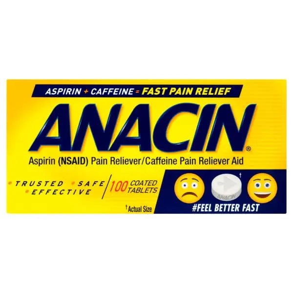 Anacin Fast Pain Relief Pain Reducer Aspirin Tablets, 200 Tabs (Value Pack of 2) - dailyvitalstore