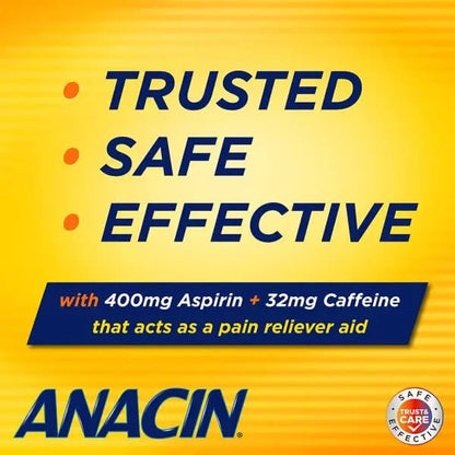 Anacin Fast Pain Relief Pain Reducer Aspirin Tablets, 200 Tabs (Value Pack of 2) - dailyvitalstore