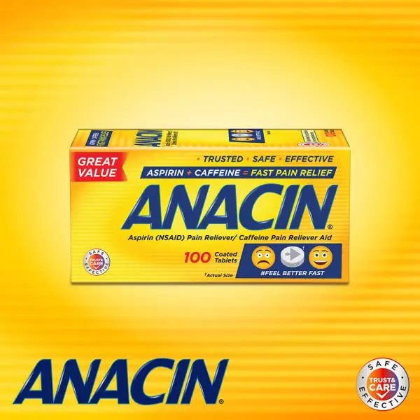 Anacin Fast Pain Relief Pain Reducer Aspirin Tablets, 200 Tabs (Value Pack of 2) - dailyvitalstore