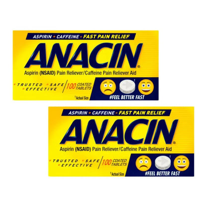Anacin Fast Pain Relief Pain Reducer Aspirin Tablets, 200 Tabs (Value Pack of 2) - dailyvitalstore