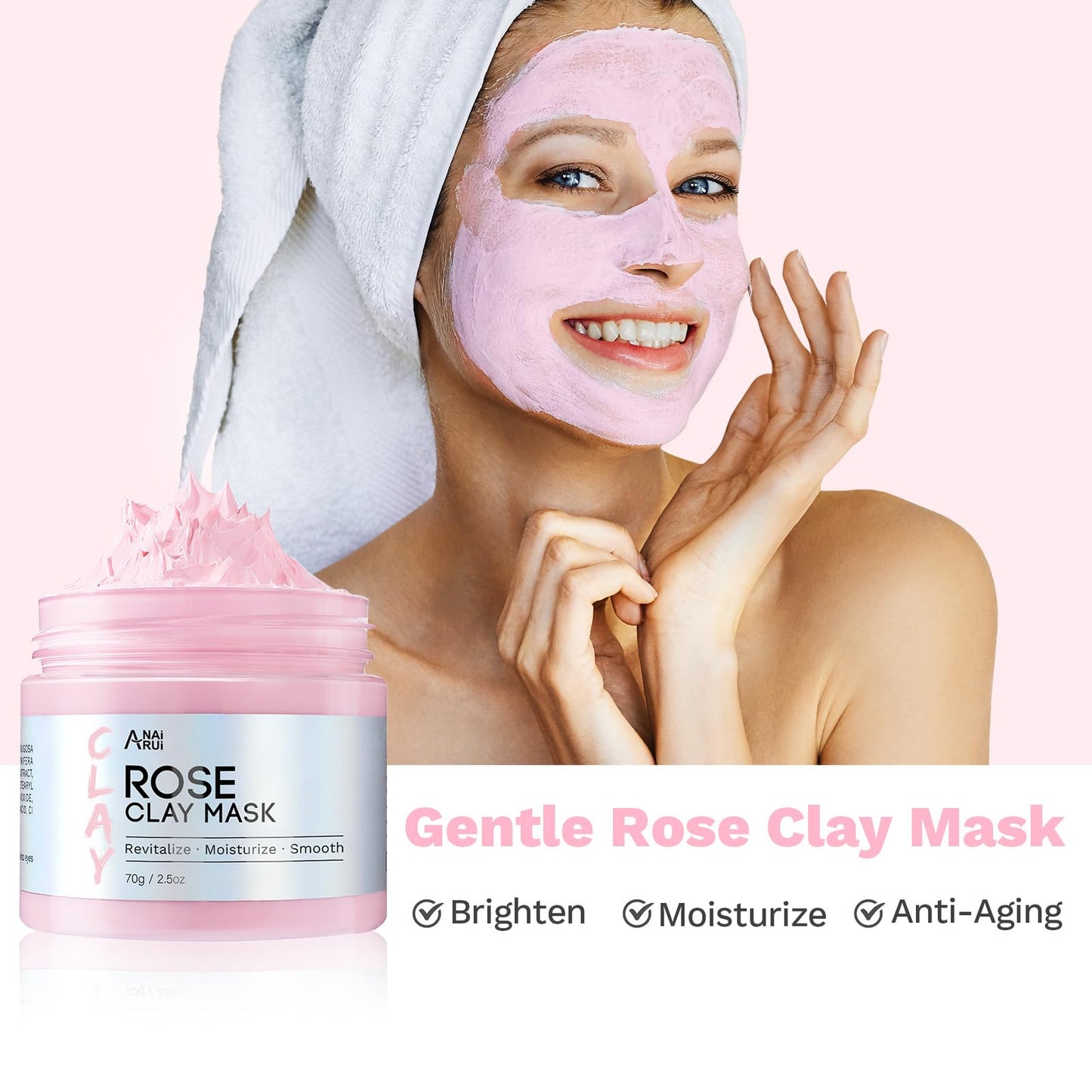 ANAI RUI 3 Pack Clay Mask Set Turmeric Vitamin C Clay Mask -Rose Facial Mask -Avocado Green Tea Mud Mask Smoothing, Hydration & Glow,Spa Gift Set - dailyvitalstore