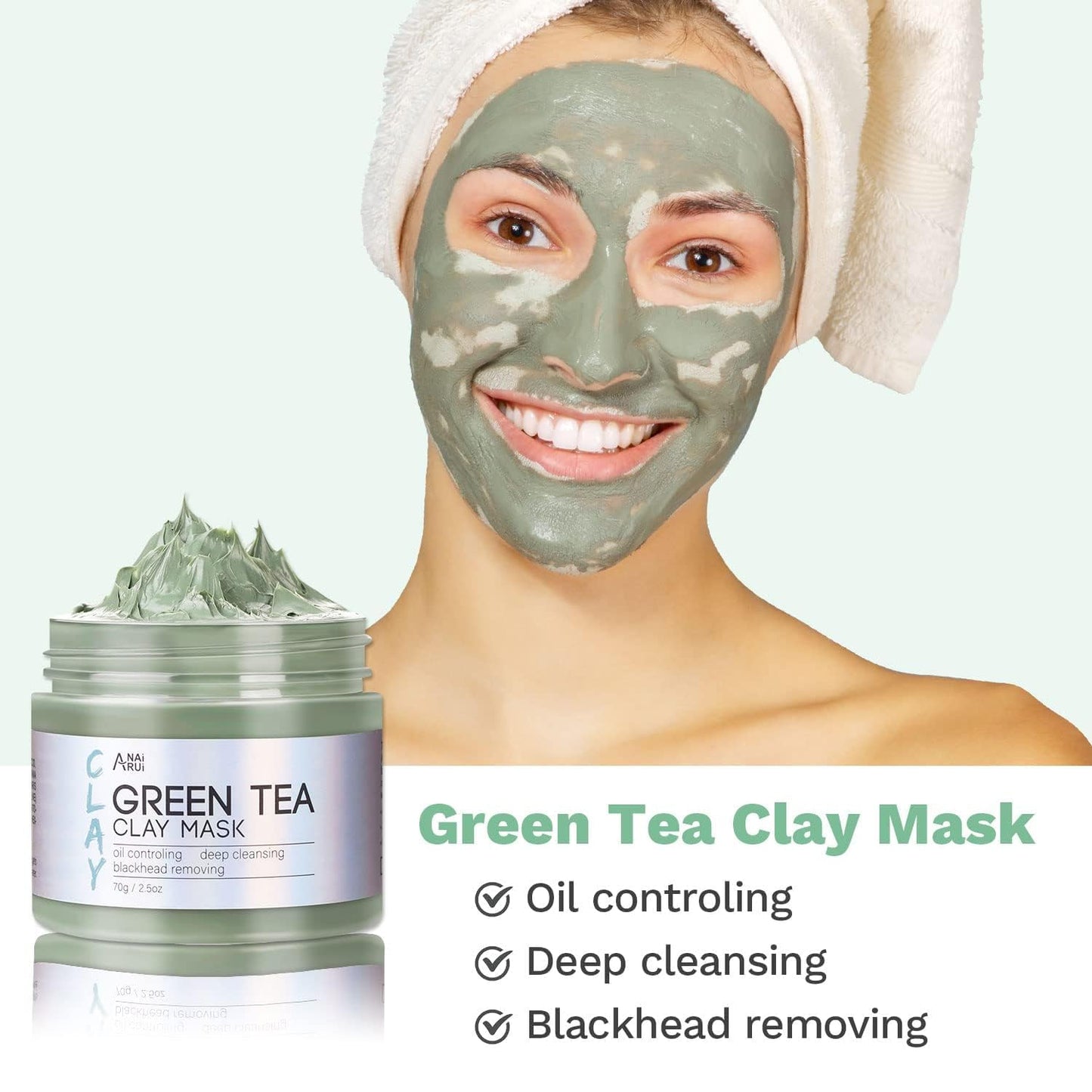 ANAI RUI 3 Pcs Face Mask Set - Turmeric Clay Mask - Green Tea Face Mask - Dead Sea Mud Mask for Oily Skin, Blackheads & Pores -Spa Gift Set Self - dailyvitalstore