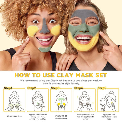 ANAI RUI 3 Pcs Face Mask Set - Turmeric Clay Mask - Green Tea Face Mask - Dead Sea Mud Mask for Oily Skin, Blackheads & Pores -Spa Gift Set Self - dailyvitalstore
