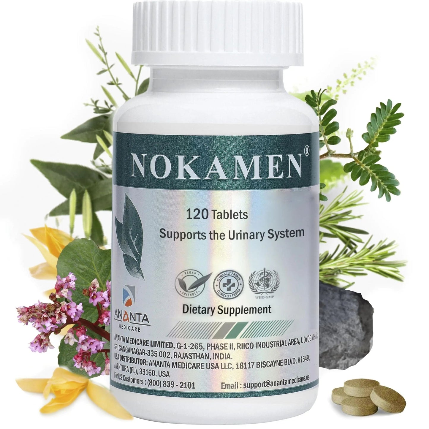 Ananta Medicare USA NOKAMEN – Kidney & Urinary Tract Support Herbal Formula, 120 Tabs - dailyvitalstore