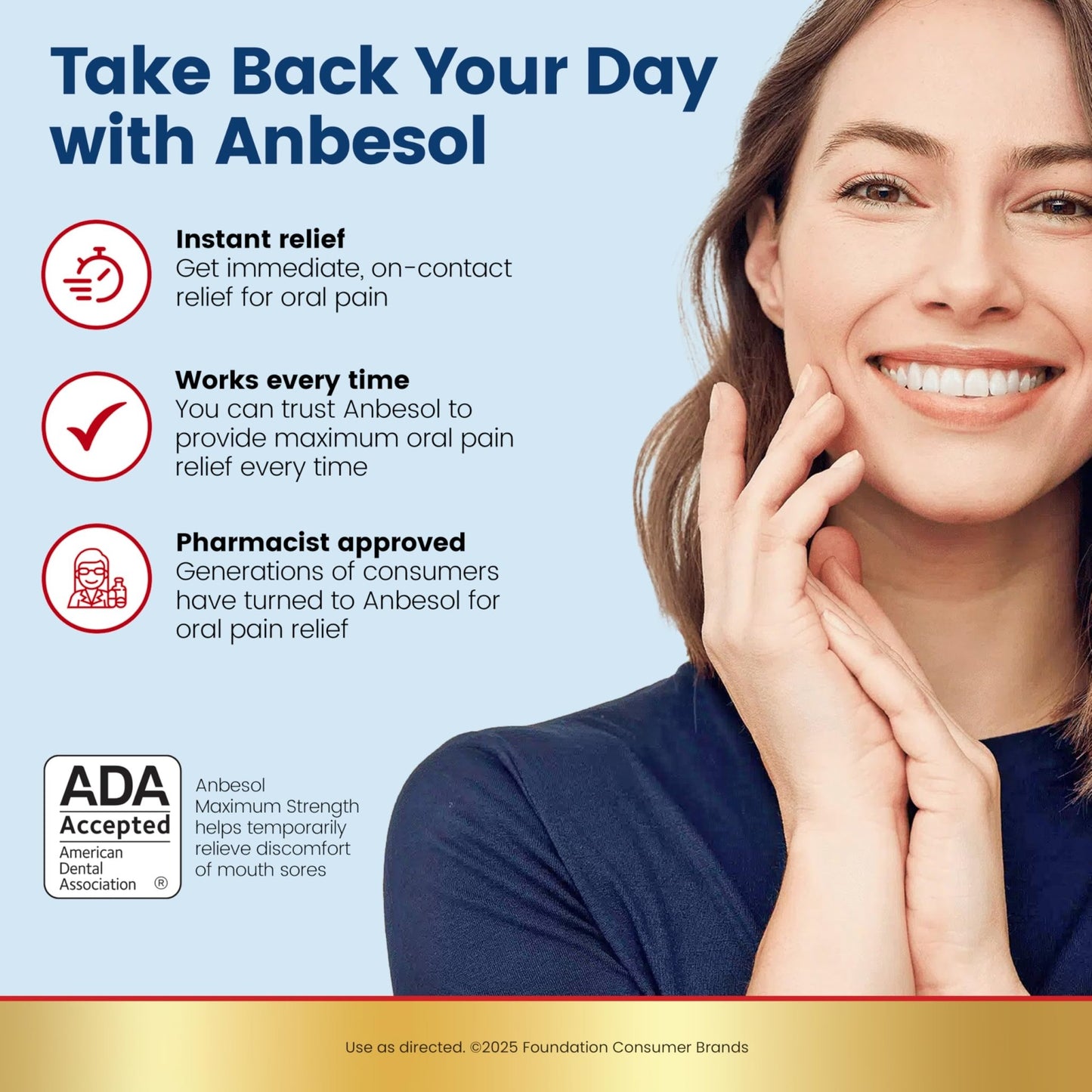 Anbesol Maximum Strength Gel - Instant Oral Pain Relief, for Toothaches, Gums, Braces, & Denture Pain, and Mouth Sores*, Canker Sore Treatment Inside Mouth, ADA Accepted, 0.33 oz - dailyvitalstore
