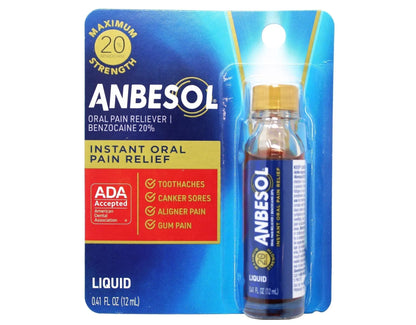 Anbesol Maximum Strength Liquid, 0.41 Fluid Ounce (Pack of 3) - dailyvitalstore