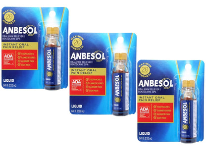 Anbesol Maximum Strength Liquid, 0.41 Fluid Ounce (Pack of 3) - dailyvitalstore