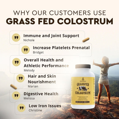Ancestral Supplements Grass Fed Beef Colostrum Supplement, 3000 mg, Offers Immune Support and Promotes Gut Health, Athletic Performance, Healthy Iron Levels - dailyvitalstore