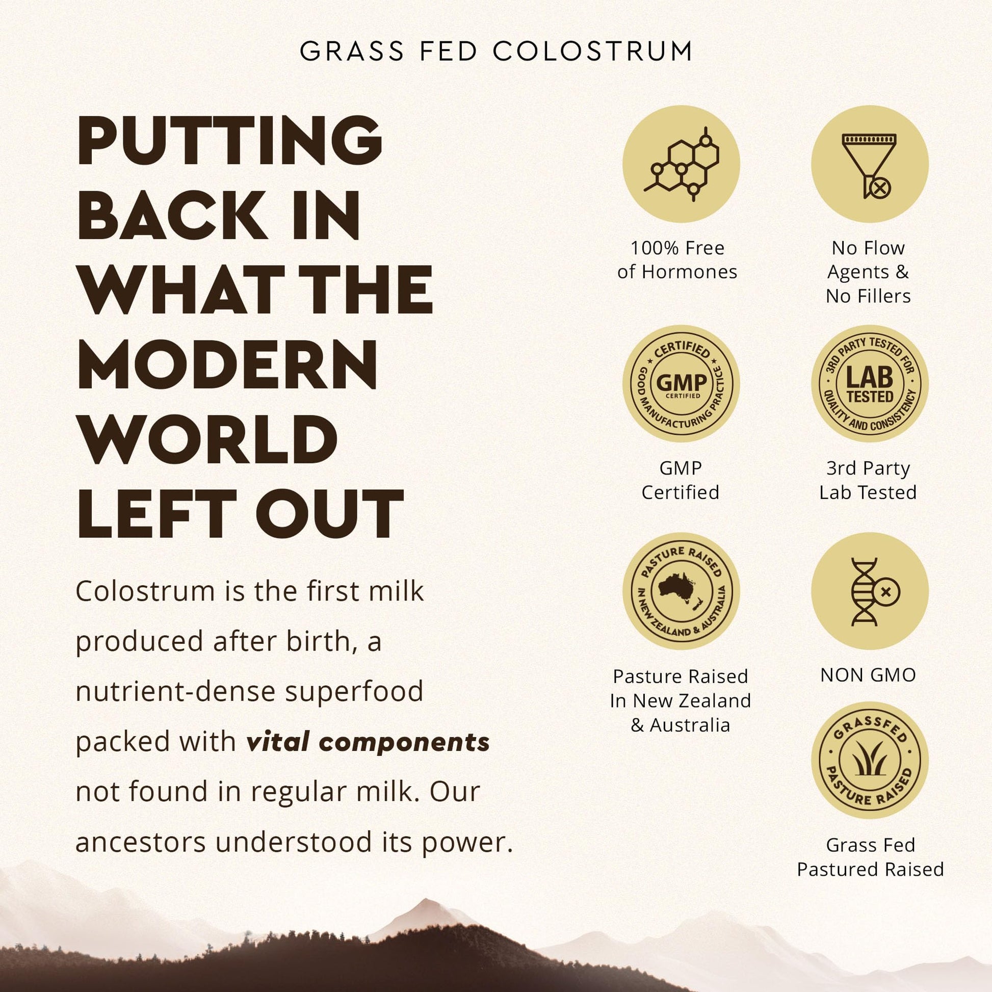 Ancestral Supplements Grass Fed Beef Colostrum Supplement, 3000 mg, Offers Immune Support and Promotes Gut Health, Athletic Performance, Healthy Iron Levels - dailyvitalstore