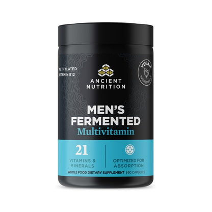 Ancient Nutrition Multivitamin for Men, Men's Fermented Multivitamin with Methylated Vitamin A, C, D, E, K, Zinc & Magnesium, Immune Support, Vegan, 60 Ct - dailyvitalstore