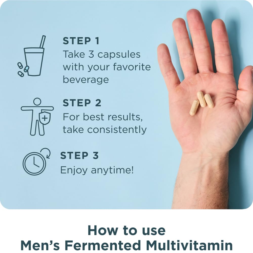Ancient Nutrition Multivitamin for Men, Men's Fermented Multivitamin with Methylated Vitamin A, C, D, E, K, Zinc & Magnesium, Immune Support, Vegan, 60 Ct - dailyvitalstore