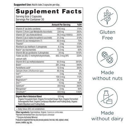 Ancient Nutrition Multivitamin for Men, Men's Fermented Multivitamin with Methylated Vitamin A, C, D, E, K, Zinc & Magnesium, Immune Support, Vegan, 60 Ct - dailyvitalstore