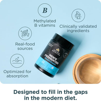 Ancient Nutrition Multivitamin for Men, Men's Fermented Multivitamin with Methylated Vitamin A, C, D, E, K, Zinc & Magnesium, Immune Support, Vegan, 60 Ct - dailyvitalstore