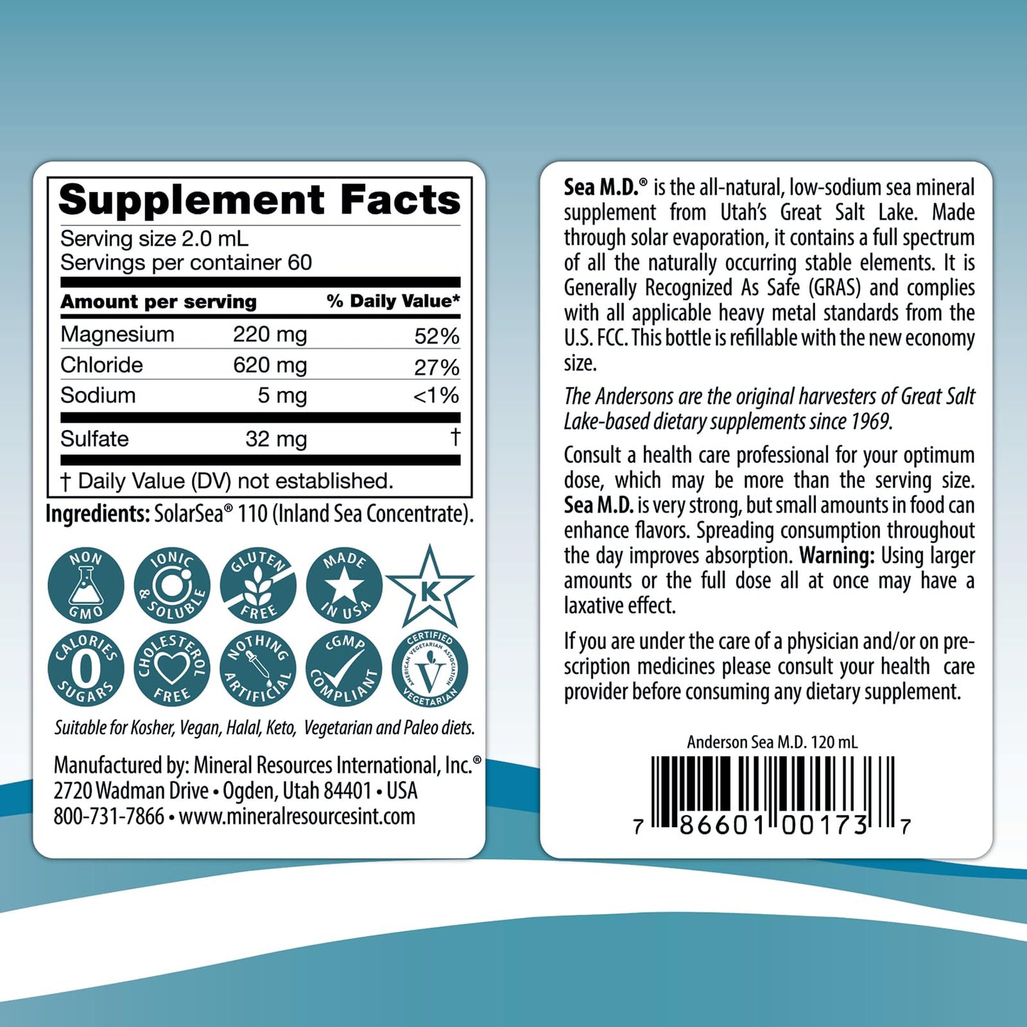 Anderson Sea M.D. Concentrated Trace Mineral Drops, 79 Trace Minerals with Magnesium, Sodium and Chloride Electrolytes - Supports Hydration, Energy - dailyvitalstore