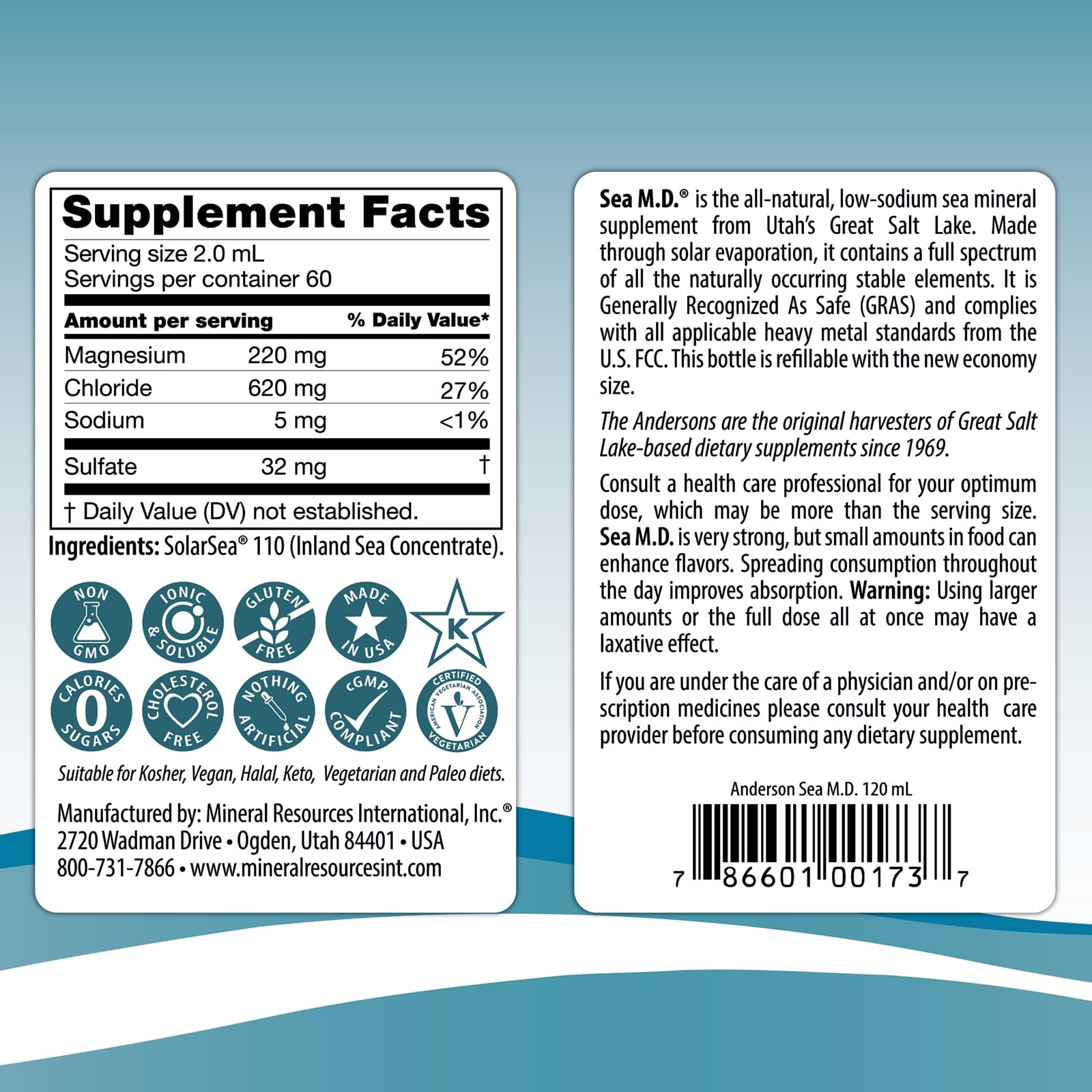 Anderson Sea M.D. Concentrated Trace Mineral Drops, 79 Trace Minerals with Magnesium, Sodium and Chloride Electrolytes - Supports Hydration, Energy - dailyvitalstore