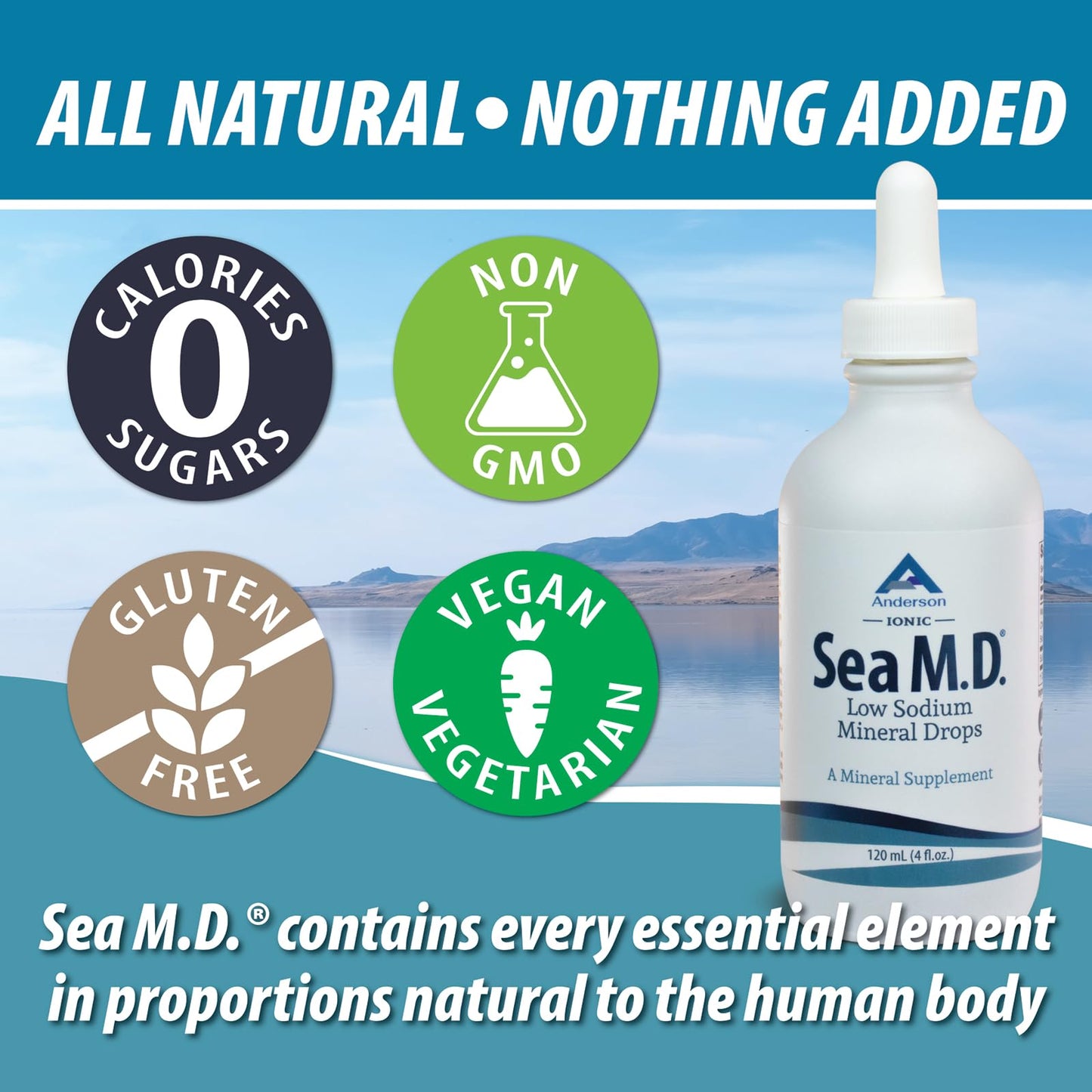 Anderson Sea M.D. Concentrated Trace Mineral Drops, 79 Trace Minerals with Magnesium, Sodium and Chloride Electrolytes - Supports Hydration, Energy - dailyvitalstore