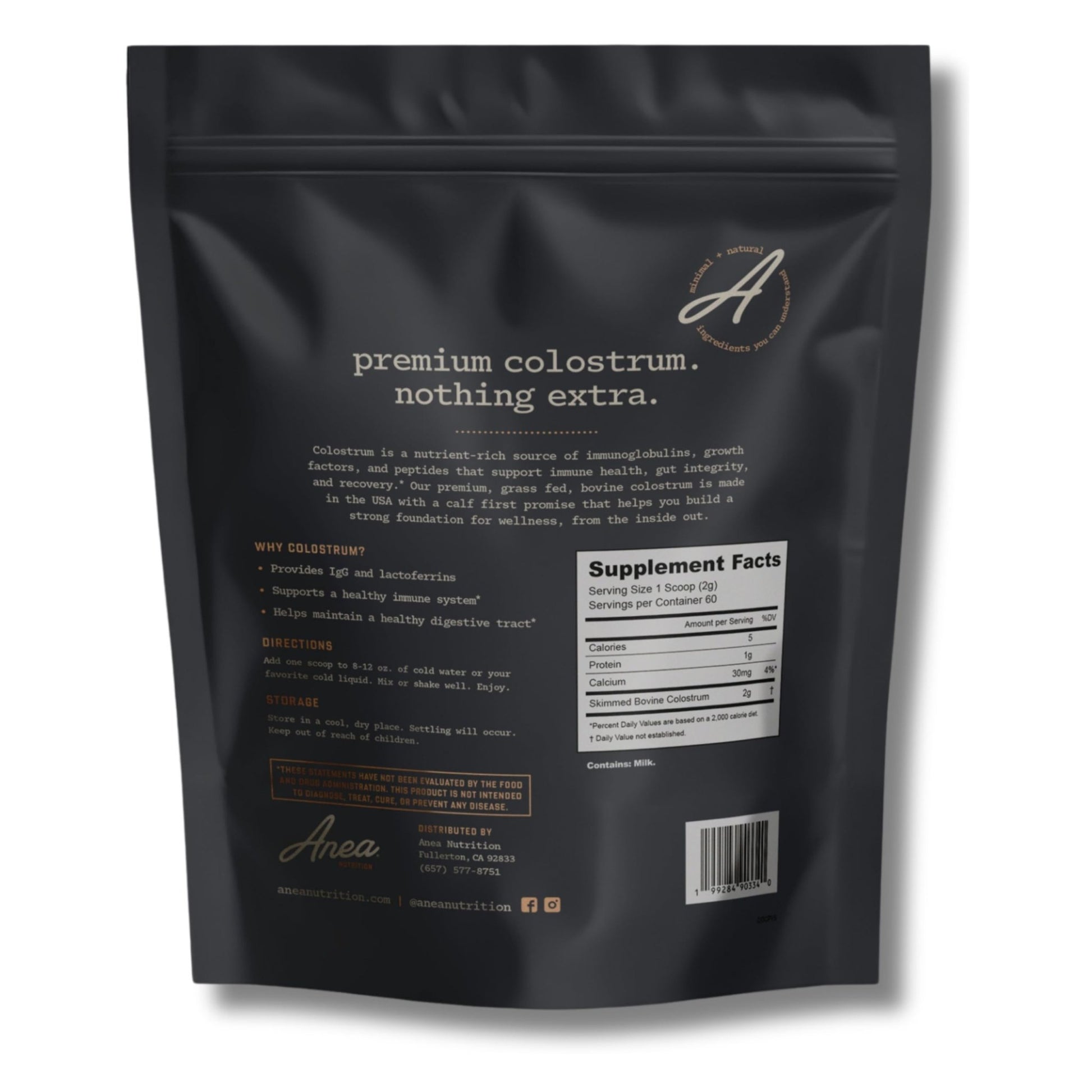 Anea Colostrum - Unflavored | Rich in Immunoglobulins & Lactoferrin | Supports Gut Health, Immunity & Recovery | Calf-First Promise | Made in USA | Made in GMP Facility - dailyvitalstore