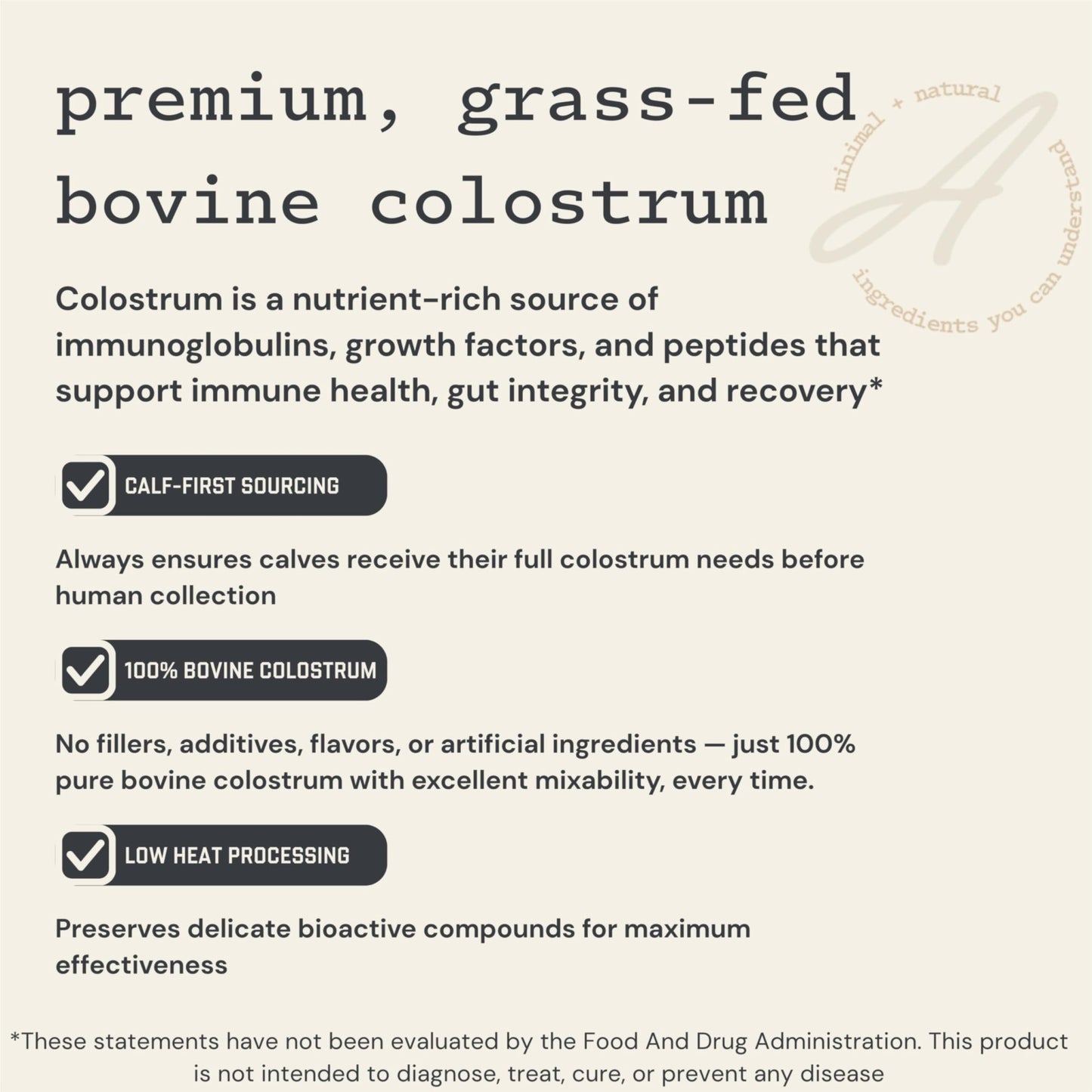 Anea Colostrum - Unflavored | Rich in Immunoglobulins & Lactoferrin | Supports Gut Health, Immunity & Recovery | Calf-First Promise | Made in USA | Made in GMP Facility - dailyvitalstore
