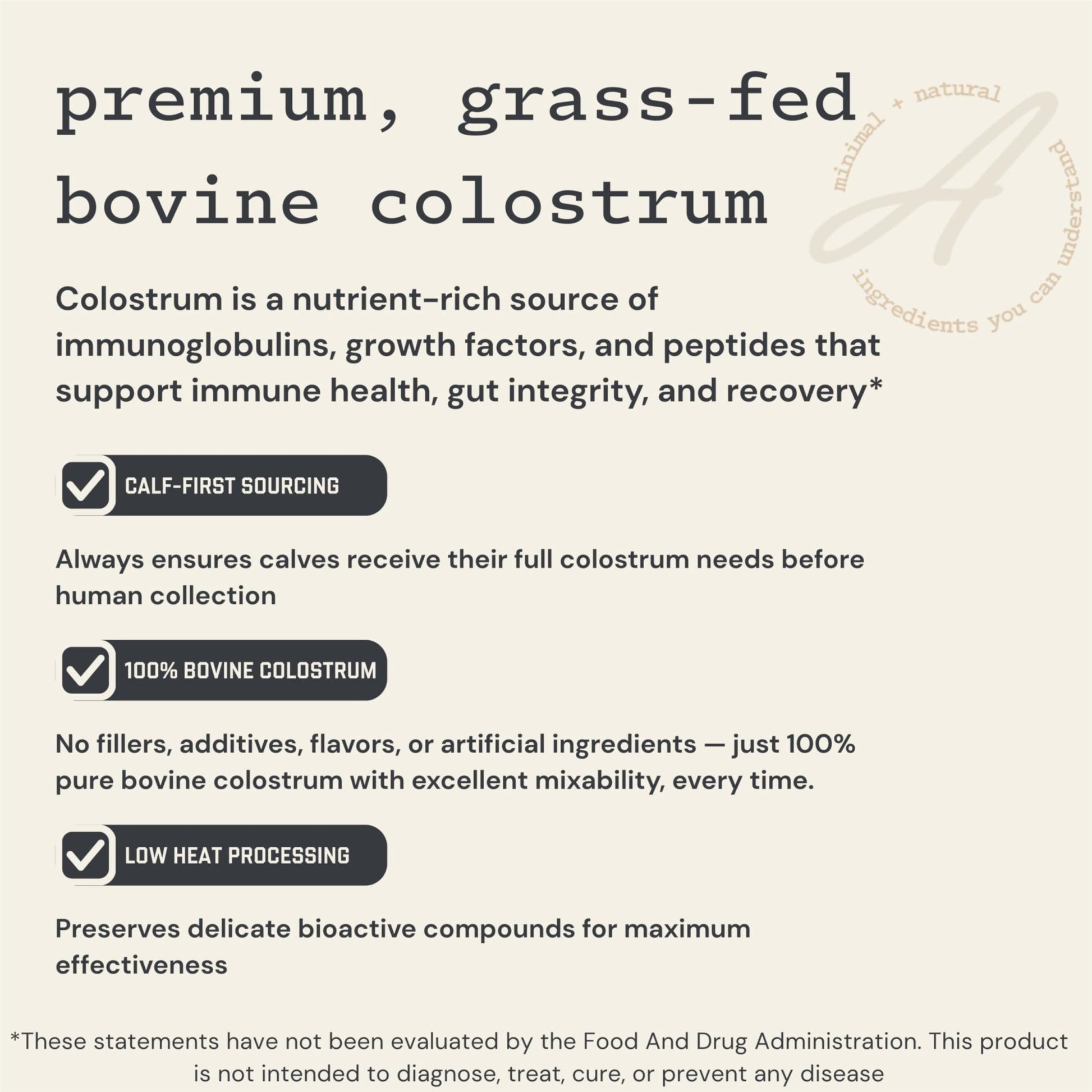 Anea Colostrum - Unflavored | Rich in Immunoglobulins & Lactoferrin | Supports Gut Health, Immunity & Recovery | Calf-First Promise | Made in USA | Made in GMP Facility - dailyvitalstore