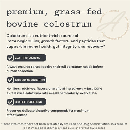 Anea Colostrum - Unflavored | Rich in Immunoglobulins & Lactoferrin | Supports Gut Health, Immunity & Recovery | Calf-First Promise | Made in USA | Made in GMP Facility - dailyvitalstore