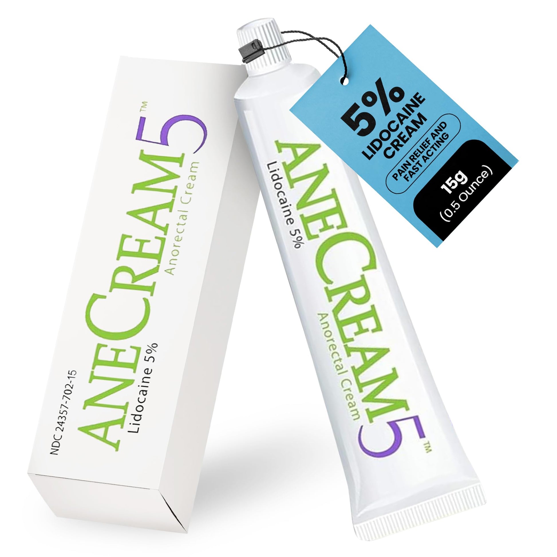 AneCream5-5% Lidocaine Numbing Cream - Maximum OTC Strength, Medical Grade Numbing Cream, Topical Anesthetic Lidocaine for Local & Anorectal Uses, Hemorrhoid Cream (0.5 oz/15 g) - dailyvitalstore