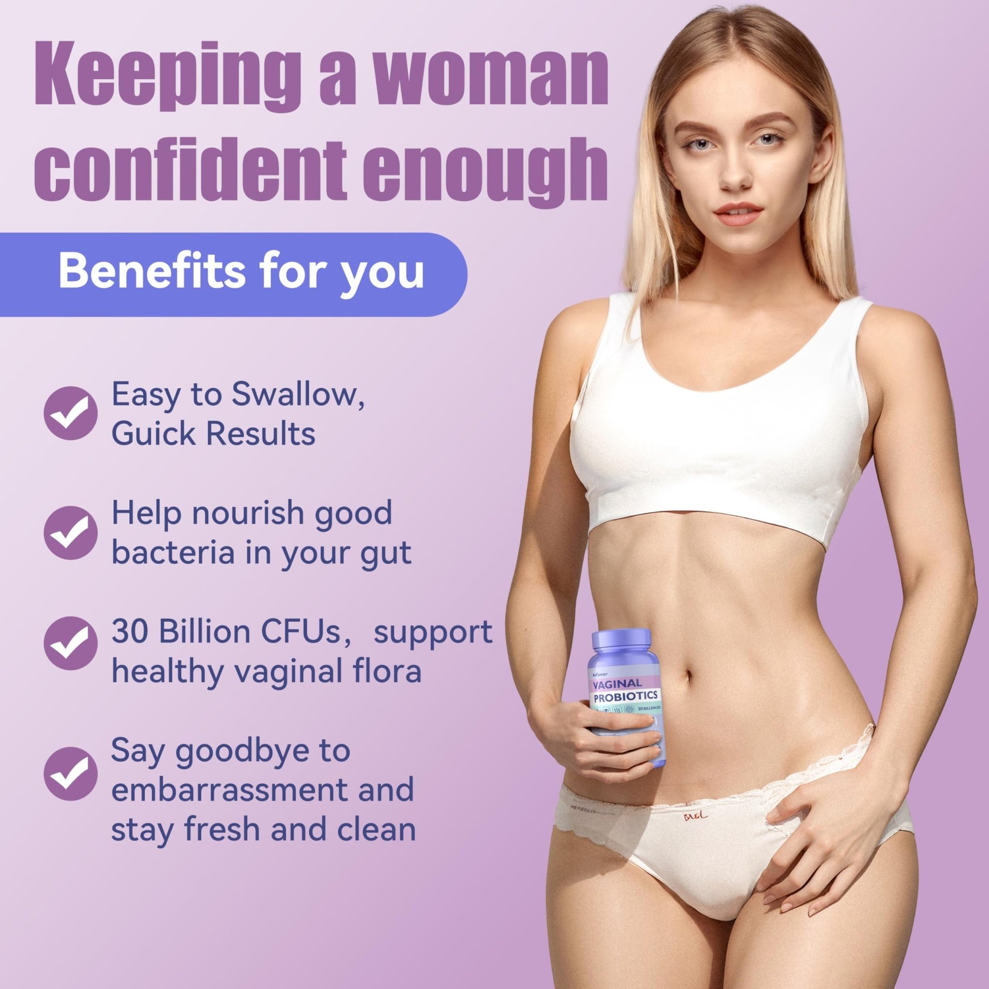 AnFamer Vaginal Probiotics for Women Female,Promotes Ph Balance,Healthy Vaginal Odor & Flora,Urinary Tract Health with Prebiotics & Lactobacillus Probiotic - dailyvitalstore