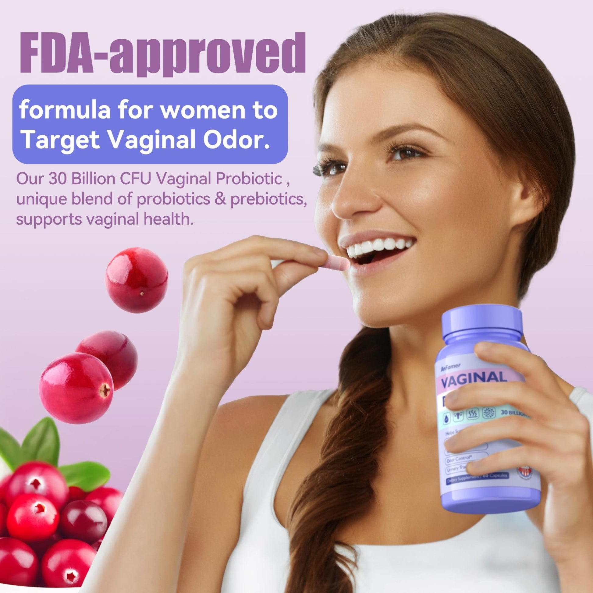 AnFamer Vaginal Probiotics for Women Female,Promotes Ph Balance,Healthy Vaginal Odor & Flora,Urinary Tract Health with Prebiotics & Lactobacillus Probiotic - dailyvitalstore
