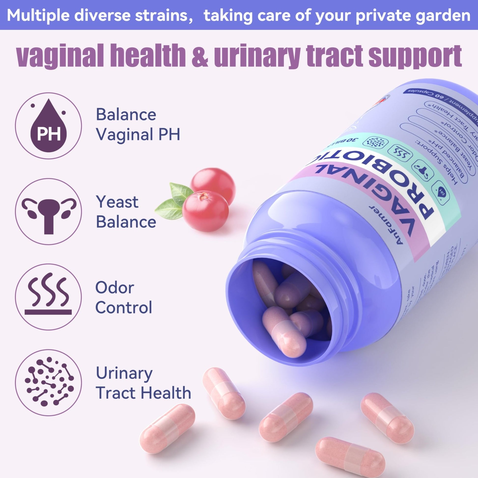 AnFamer Vaginal Probiotics for Women Female,Promotes Ph Balance,Healthy Vaginal Odor & Flora,Urinary Tract Health with Prebiotics & Lactobacillus Probiotic - dailyvitalstore