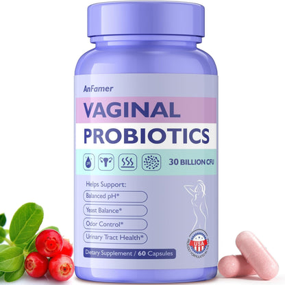AnFamer Vaginal Probiotics for Women Female,Promotes Ph Balance,Healthy Vaginal Odor & Flora,Urinary Tract Health with Prebiotics & Lactobacillus Probiotic - dailyvitalstore