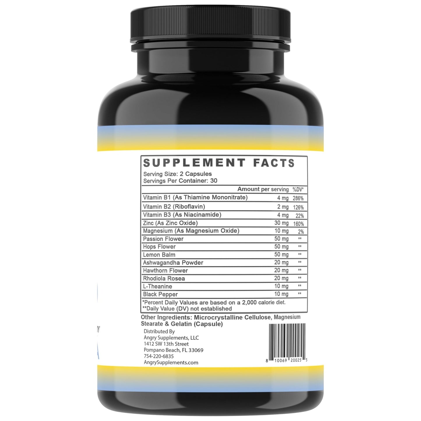 Angry Supplements Stress Less Day-Time Mood Support Pills – Natural Stress Relief with Ashwagandha, Rhodiola, L-Theanine, Magnesium & B Vitamins– Calm Focus & Mental Clarity – 60 Capsules (1-Bottle) - dailyvitalstore