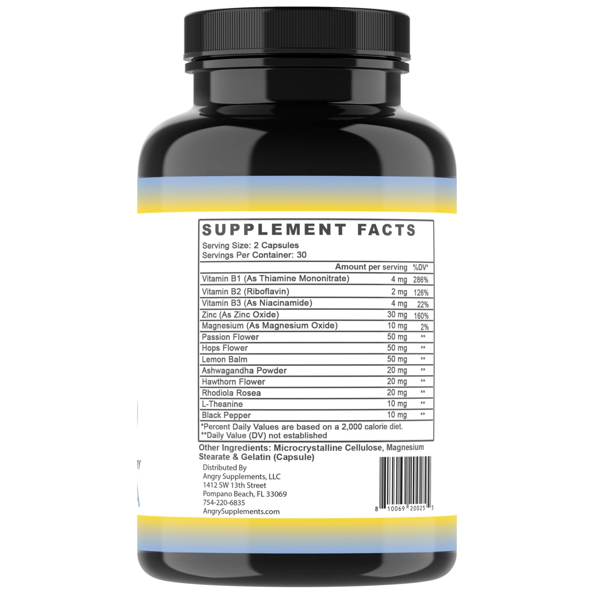 Angry Supplements Stress Less Day-Time Mood Support Pills – Natural Stress Relief with Ashwagandha, Rhodiola, L-Theanine, Magnesium & B Vitamins– Calm Focus & Mental Clarity – 60 Capsules (1-Bottle) - dailyvitalstore