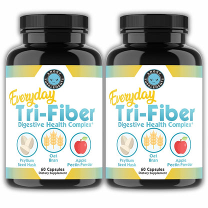 Angry Supplements Tri-Fiber Digestive Health Complex – Psyllium Husk, Oat Bran & Apple Pectin – Prebiotic Fiber for Gut Health & Regularity – 60 Capsules (2-Bottles) - dailyvitalstore