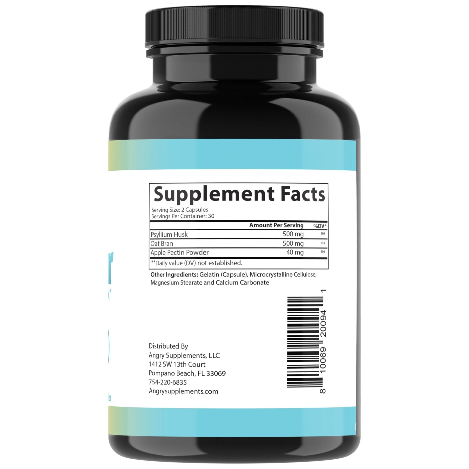 Angry Supplements Tri-Fiber Digestive Health Complex – Psyllium Husk, Oat Bran & Apple Pectin – Prebiotic Fiber for Gut Health & Regularity – 60 Capsules (2-Bottles) - dailyvitalstore