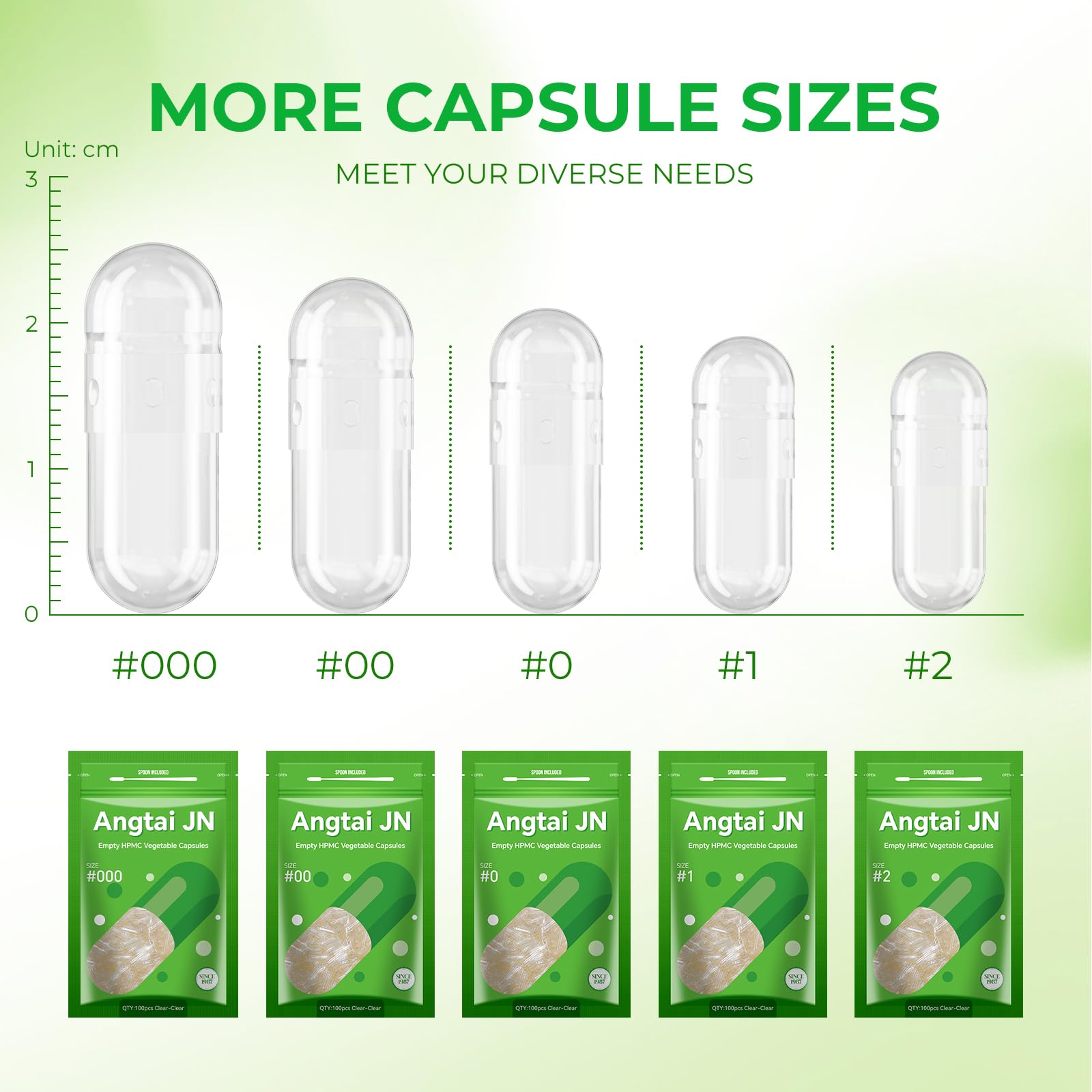 Angtai JN Size 0 Capsules Empty Vegan Plant Based Clear (100 Count) Gluten Free, Non-GMO, Halal Certified Pill Caps Filling Kit with 2 Spoons for Vegetarian DIY Your Own Supplements - dailyvitalstore