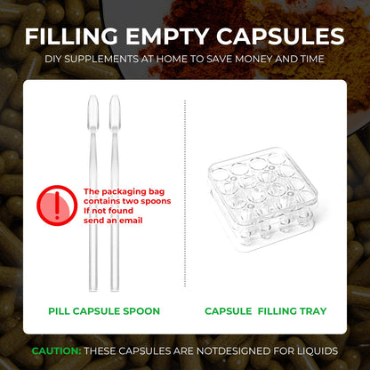 Angtai JN Vegan Empty Pill Capsules Size 2 Plant Based Clear (100 Count) Gluten Free, Non-GMO, Halal Certified Caps Filling Kit with 2 Spoons for Vegetarian DIY Your Own Supplements - dailyvitalstore