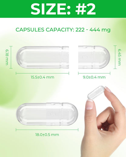 Angtai JN Vegan Empty Pill Capsules Size 2 Plant Based Clear (100 Count) Gluten Free, Non-GMO, Halal Certified Caps Filling Kit with 2 Spoons for Vegetarian DIY Your Own Supplements - dailyvitalstore