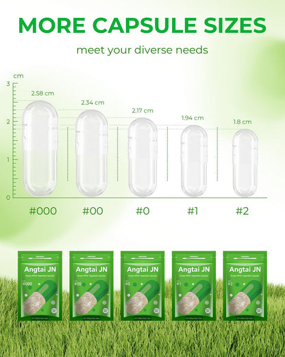 Angtai JN Vegan Empty Pill Capsules Size 2 Plant Based Clear (100 Count) Gluten Free, Non-GMO, Halal Certified Caps Filling Kit with 2 Spoons for Vegetarian DIY Your Own Supplements - dailyvitalstore